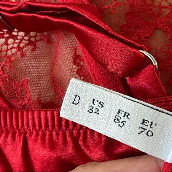 Fleur du Mal Frankie Lace Boned Balconette Bra Red Size 32D - Picture 4 of 5